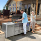 Mont Alpi Islands Mont Alpi 805 Deluxe Island with Fridge Cabinet / 6-Burner Grill, 2 Infrared Burners, Fridge, Stainless Steel, Waterfall Sides  / MAi805-DFC