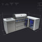Mont Alpi Islands Mont Alpi 805 Deluxe Island with Fridge Cabinet and 90 Degree Corner / 6-Burner Grill, 2 Infrared Burners, Fridge, Stainless Steel / MAi805-D90FC