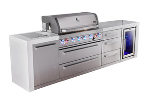 Mont Alpi Islands Mont Alpi 805 Deluxe Island with Fridge Cabinet and Drawer Cabinet | 6-Burner Grill, 3 Drawers, Fridge, Stainless Steel | MAi805-DFCDR