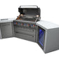 Mont Alpi Islands Mont Alpi 805 Deluxe Island with Fridge Cabinet and Two 45 Degree Corners / 6-Burner Grill, 2 Infrared Burners, Fridge, Stainless Steel / MAi805-D45FC