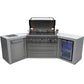 Mont Alpi Islands Mont Alpi 805 Deluxe Island with Fridge Cabinet and Two 45 Degree Corners / 6-Burner Grill, 2 Infrared Burners, Fridge, Stainless Steel / MAi805-D45FC