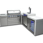 Mont Alpi Islands Mont Alpi 805 Deluxe Island with Fridge Cabinet, Kegerator, and 90 Degree Corner / 6-Burner Grill, 2 Infrared Burners, Fridge, 3 Beer Taps, Stainless Steel / MAi805-D90KEGFC