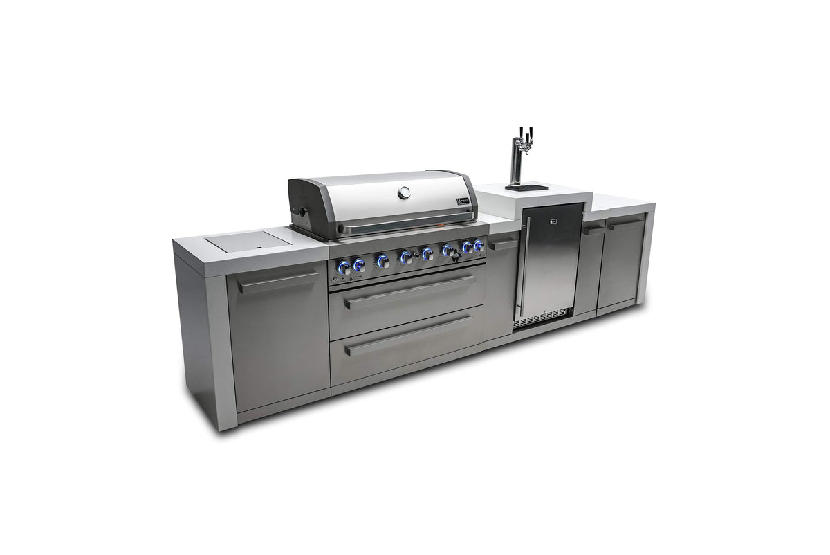 Mont Alpi Islands Mont Alpi 805 Deluxe Island with Kegerator / 6-Burner Grill, 2 Infrared Burners, 3 Beer Taps, Stainless Steel / MAi805-DKEG