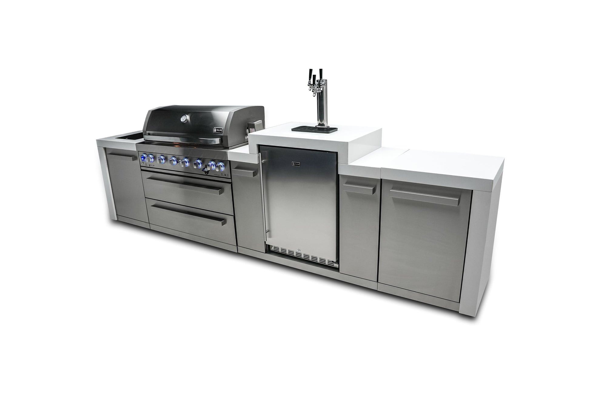 Mont Alpi Islands Mont Alpi 805 Deluxe Island with Kegerator / 6-Burner Grill, 2 Infrared Burners, 3 Beer Taps, Stainless Steel / MAi805-DKEG