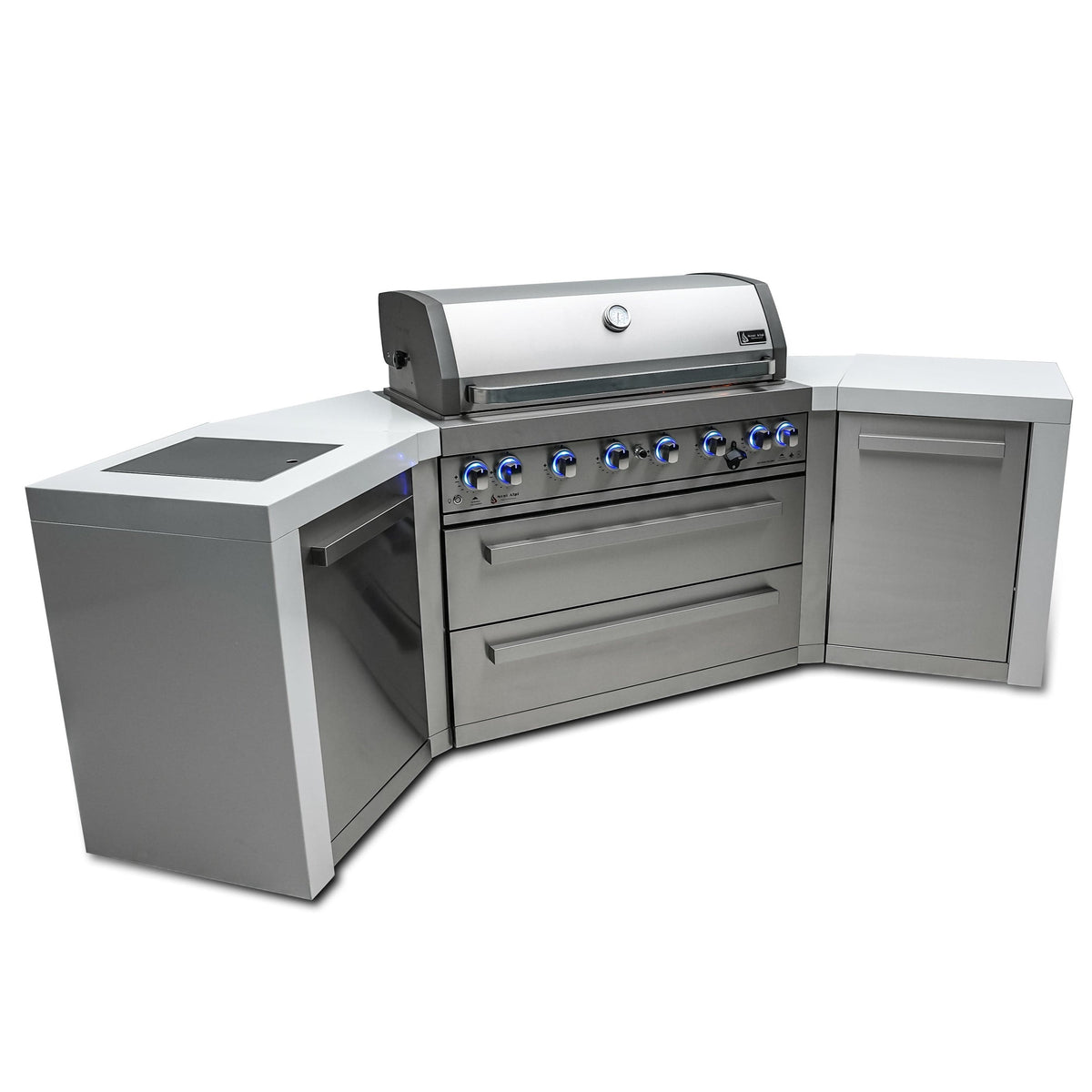 Mont Alpi Islands Mont Alpi 805 Deluxe Island with Two 45 Degree Corners/ 6-Burner Grill, 2 Infrared Burners, Stainless Steel / MAi805-D45
