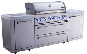 Mont Alpi Islands Mont Alpi 805 Island / 6-Burner Grill, 2 Infrared Burners, Stainless Steel, Composite Granite Counters  / MAi805