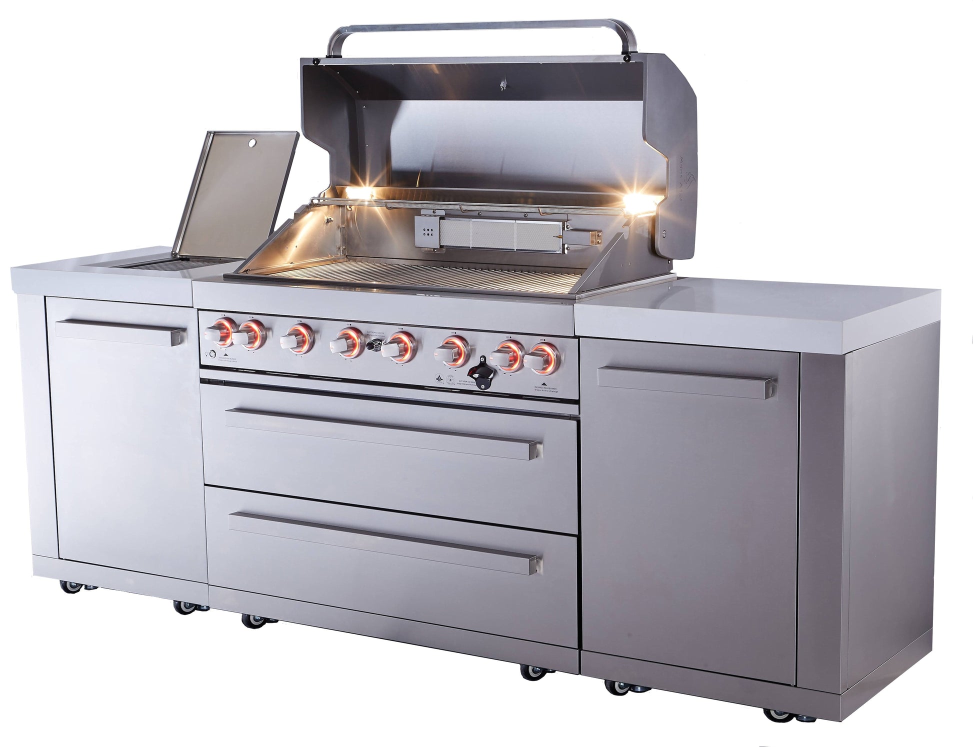Mont Alpi Islands Mont Alpi 805 Island / 6-Burner Grill, 2 Infrared Burners, Stainless Steel, Composite Granite Counters  / MAi805