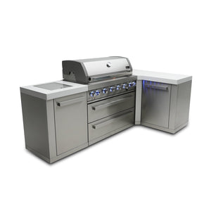 Mont Alpi Islands Mont Alpi 805 Island with 90 Degree Corner / 6-Burner Grill, 2 Infrared Burners, Stainless Steel / MAi805-90C