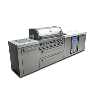 Mont Alpi Islands Mont Alpi 805 Island with Beverage Center / 6-Burner Grill, 2 Infrared Burners, Sink, Fridge, Stainless Steel  / MAi805-BEV