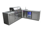Mont Alpi Islands Mont Alpi 805 Island with Beverage Center and 90 Degree Corner / 6-Burner Grill, 2 Infrared Burners, Sink, Fridge, Stainless Steel / MAi805-90BEV