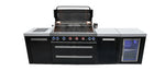 Mont Alpi Islands Mont Alpi 805 XL Black Stainless Steel Island with Fridge Cabinet / 6-Burner Grill, 2 Infrared Burners, Fridge, Storage Cabinet  / MAi805-BSSFCXL