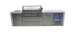 Mont Alpi Islands Mont Alpi 805 XL Deluxe Island with Fridge Cabinet / 6-Burner Grill, 2 Infrared Burners, Fridge, Storage Cabinet, Stainless Steel  / MAi805-DFCXL