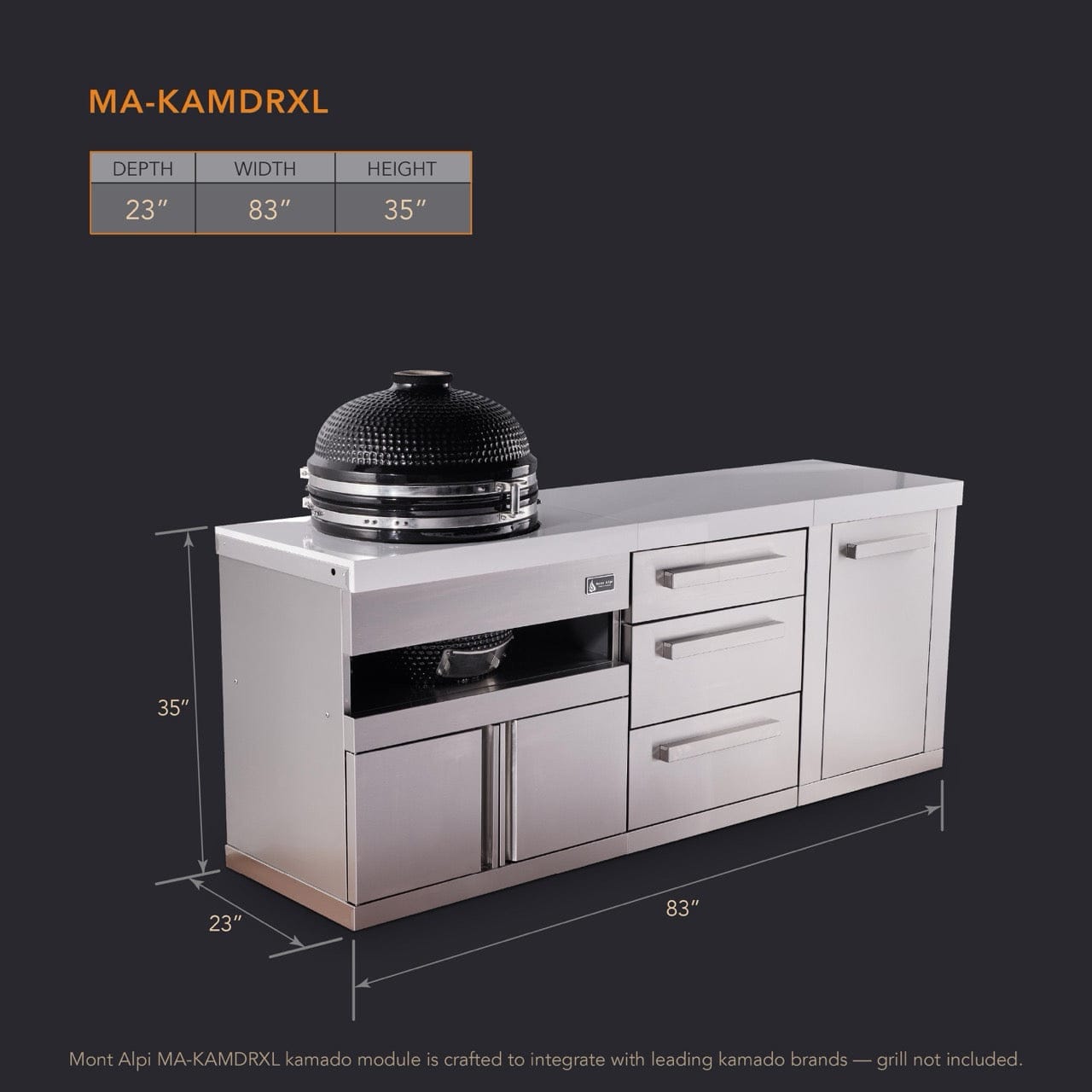 Mont Alpi Islands Mont Alpi Kamado Grill with Drawer Cabinet and Storage Cabinet | MA-KAMDRXL