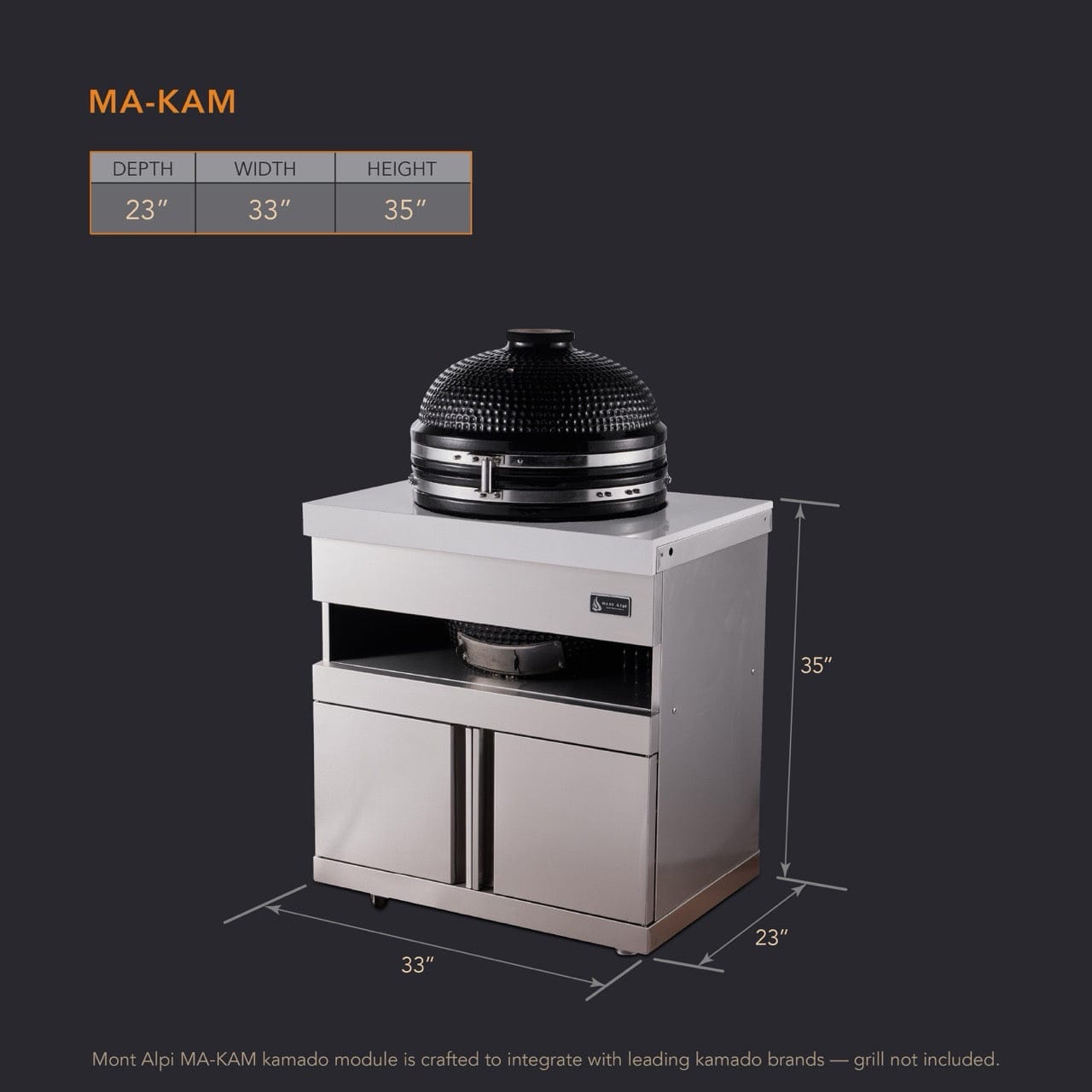 Mont Alpi Islands Mont Alpi Stainless Steel Kamado Grill Module | MA-KAM