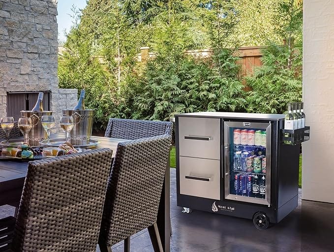 Mont Alpi Outdoor Furniture Mont Alpi Large Outdoor Prep Center + Bar Cart / Fridge, Stainless Steel / MAPCL