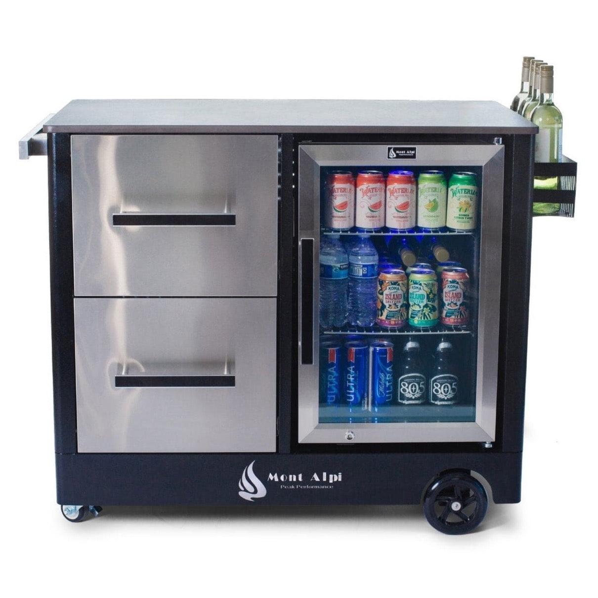 Mont Alpi Outdoor Furniture Mont Alpi Large Outdoor Prep Center + Bar Cart / Fridge, Stainless Steel / MAPCL