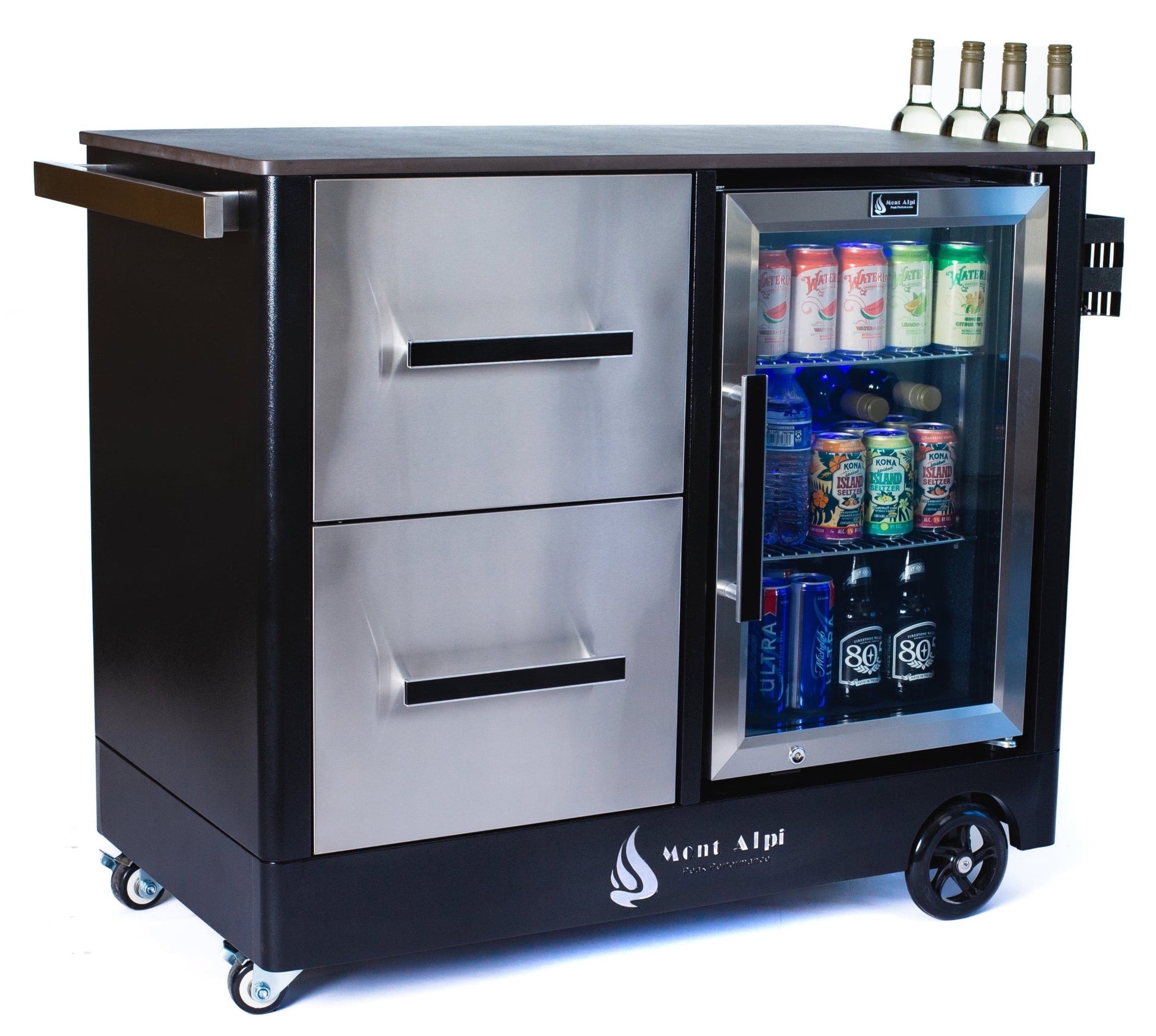 Mont Alpi Outdoor Furniture Mont Alpi Large Outdoor Prep Center + Bar Cart / Fridge, Stainless Steel / MAPCL