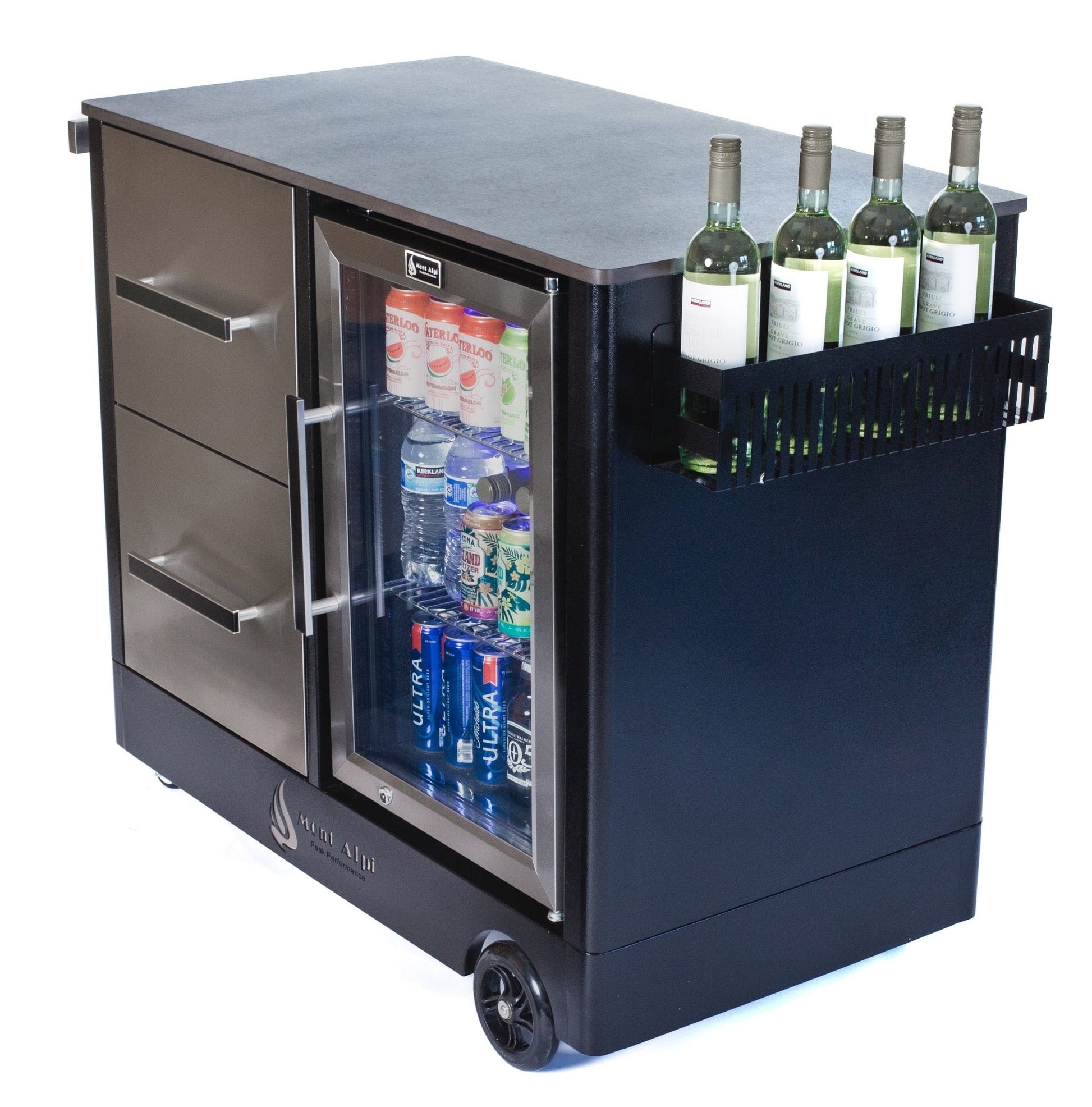 Mont Alpi Outdoor Furniture Mont Alpi Large Outdoor Prep Center + Bar Cart / Fridge, Stainless Steel / MAPCL