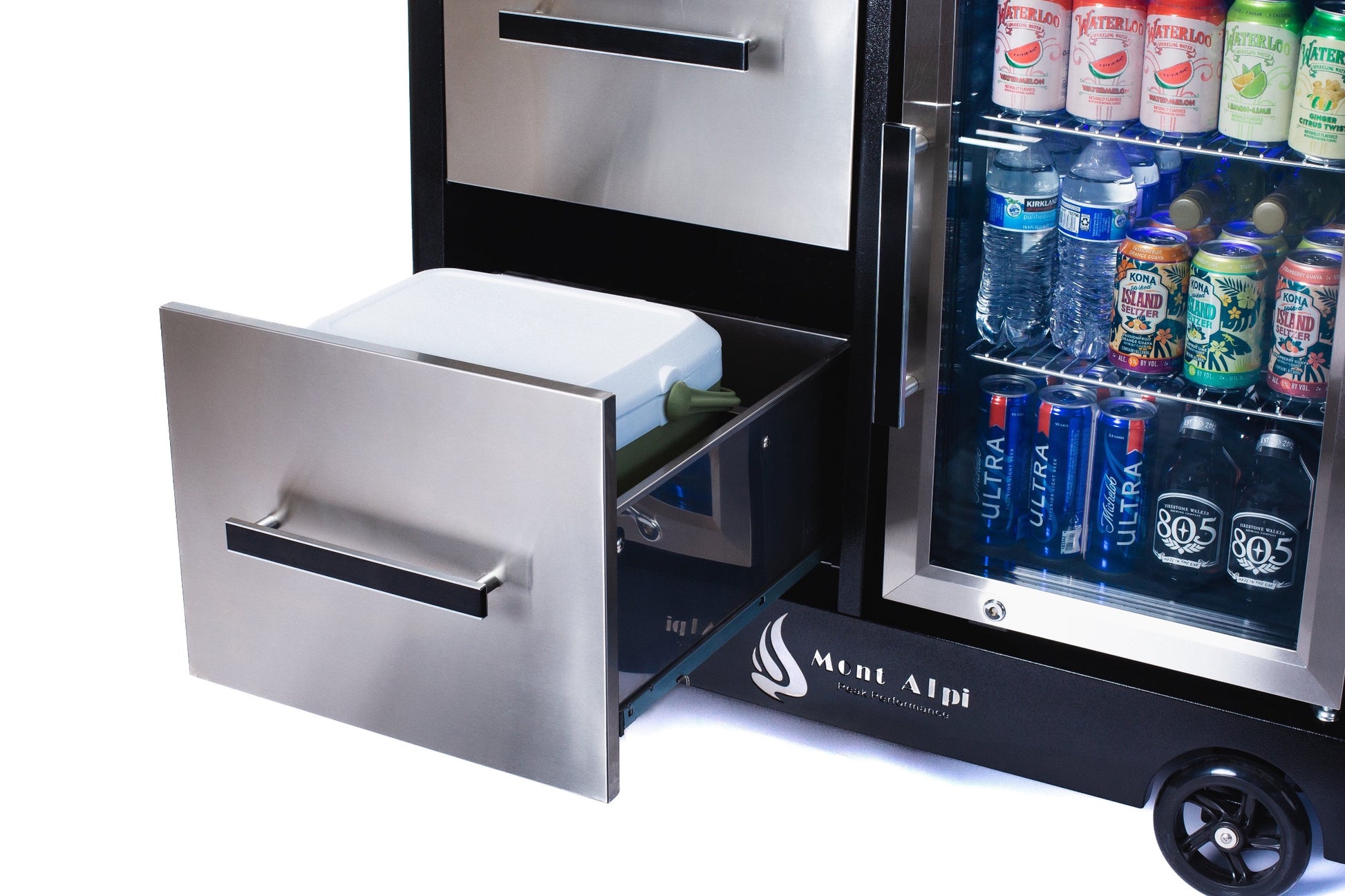 Mont Alpi Outdoor Furniture Mont Alpi Large Outdoor Prep Center + Bar Cart / Fridge, Stainless Steel / MAPCL