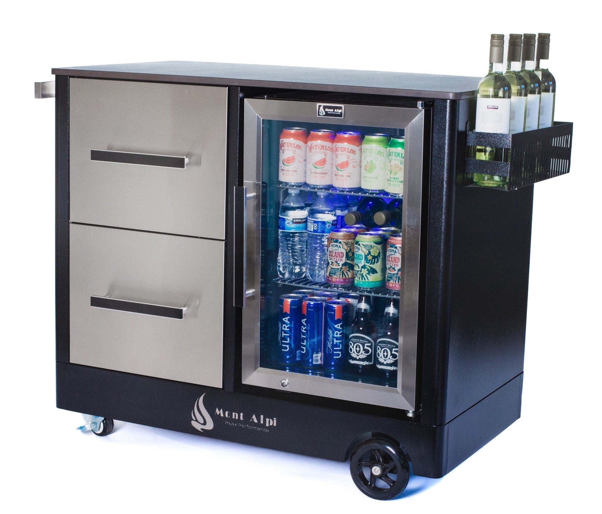 Mont Alpi Outdoor Furniture Mont Alpi Large Outdoor Prep Center + Bar Cart / Fridge, Stainless Steel / MAPCL