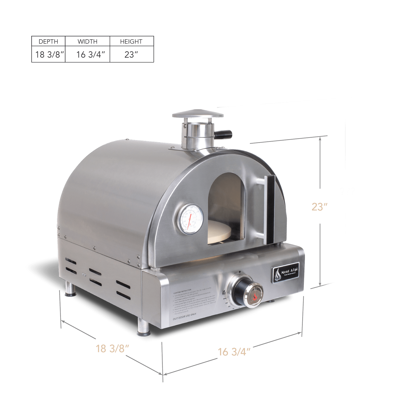 Mont Alpi Pizza Ovens Mont Alpi Portable Tabletop Pizza Oven / Stainless Steel, Bake, Roast / Outdoor Kitchen, RV, Camping / MAPZ