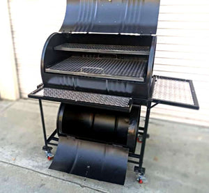 Moss Grills Grills Moss Vertical Single Barrel Smoker - with Lower Firebox / #108