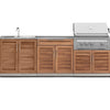 NewAge Products Classic Series Grill Island - 5PC Modular Outdoor Kitchen with Platinum Grill, Bar Cabinet, and Sink Cabinet | C-BASI - Louvered Grove