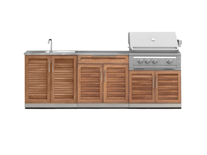 NewAge Products Classic Series Grill Island - 5PC Modular Outdoor Kitchen with Platinum Grill, Bar Cabinet, and Sink Cabinet | C-BASI