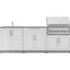 NewAge Products Classic Series Grill Island - 5PC Modular Outdoor Kitchen with Platinum Grill, Bar Cabinet, and Sink Cabinet | C-BASI - Louvered White