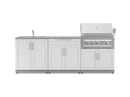 NewAge Products Classic Series Grill Island - 5PC Modular Outdoor Kitchen with Platinum Grill, Bar Cabinet, and Sink Cabinet | C-BASI