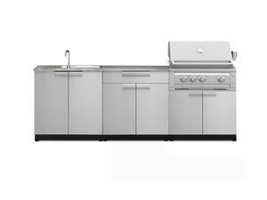 NewAge Products Classic Series Grill Island - 5PC Modular Outdoor Kitchen with Platinum Grill, Bar Cabinet, and Sink Cabinet | C-BASI