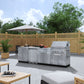 NewAge Products Classic Series Grill Island - 6PC Modular Outdoor Kitchen with Platinum Grill, Bar Cabinet, Sink Cabinet, and Fridge Cabinet | C-BASIFR