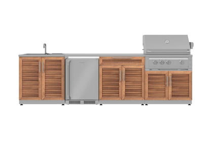NewAge Products Classic Series Grill Island - 6PC Modular Outdoor Kitchen with Platinum Grill, Bar Cabinet, Sink Cabinet, and Fridge Cabinet | C-BASIFR