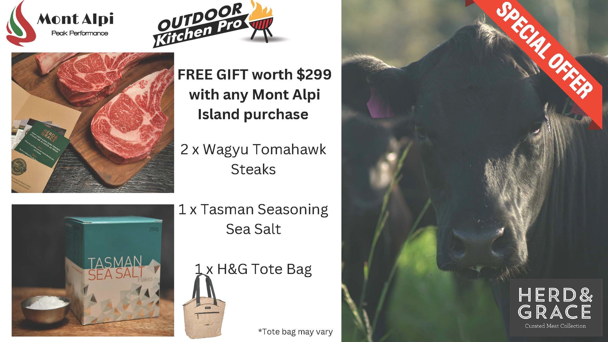 OutdoorKitchenPro Grill Accessories Free With Island Purchase Herd and Grace Wagyu Steak Gift Pack