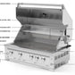 Stainless steel outdoor grill with labeled features, ideal for modular kitchens; includes burners and sleek finish.