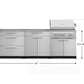 Premium stainless steel modular outdoor kitchen, grill, cabinets; 97"x24"x36"H. Adjustable height.