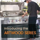 Mont Alpi 400 Artwood Island with Black Stainless Steel Grill and Fridge / 4-Burners, Infrared Rear Burner, Rotisserie Kit, Cover / MA400-AWBSS