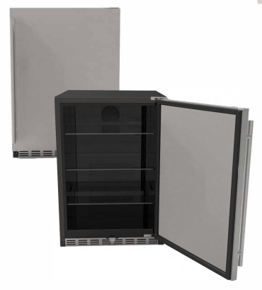 Summerset Refrigeration + Cooling Summerset 24&quot; 5.1c Outdoor Rated Fridge  w/Glass Door and Glass Shelves | RFR-24G