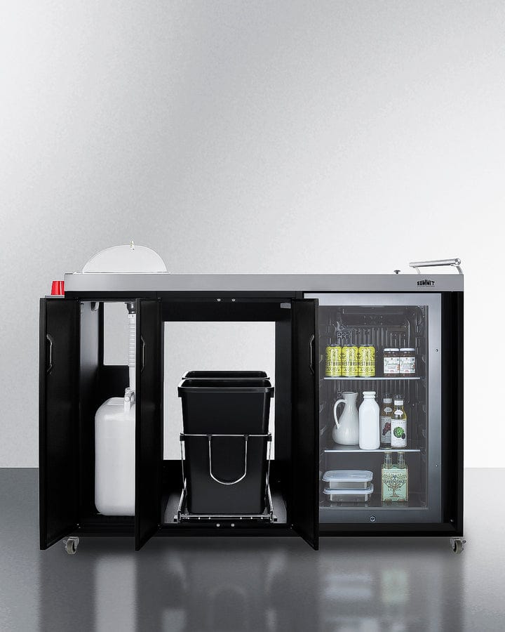 Summit Accessories Summit 58" Wide Portable Outdoor Kitchenette / Factory-Installed Lock, Sink and Faucet, Slide-Out Waste Bins, Removable Cutlery Bin, Removable Cutting Board Surface, Right Hinge / CARTOS54LG