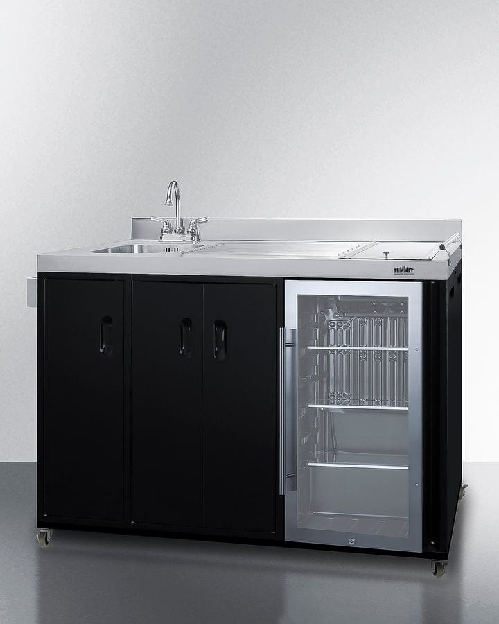 Summit Accessories Summit 58" Wide Portable Outdoor Kitchenette / Factory-Installed Lock, Sink and Faucet, Slide-Out Waste Bins, Removable Cutlery Bin, Removable Cutting Board Surface, Right Hinge / CARTOS54LG