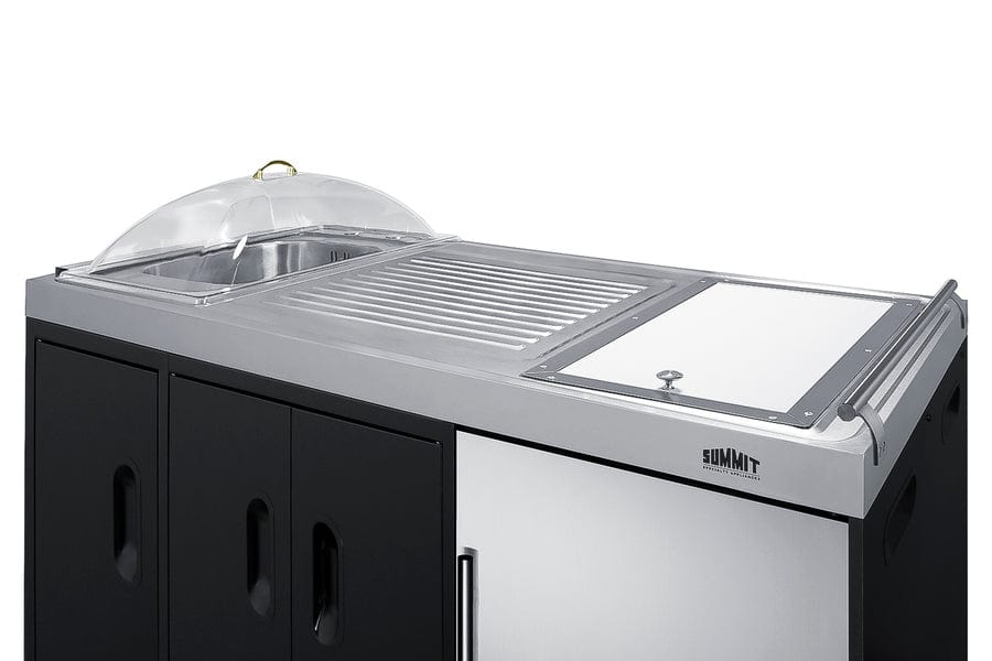 Summit Accessories Summit 58" Wide Portable Outdoor Kitchenette / Factory-Installed Lock, Sink and Faucet, Slide-Out Waste Bins, Removable Cutlery Bin, Removable Cutting Board Surface, Right Hinge / CARTOS54LG