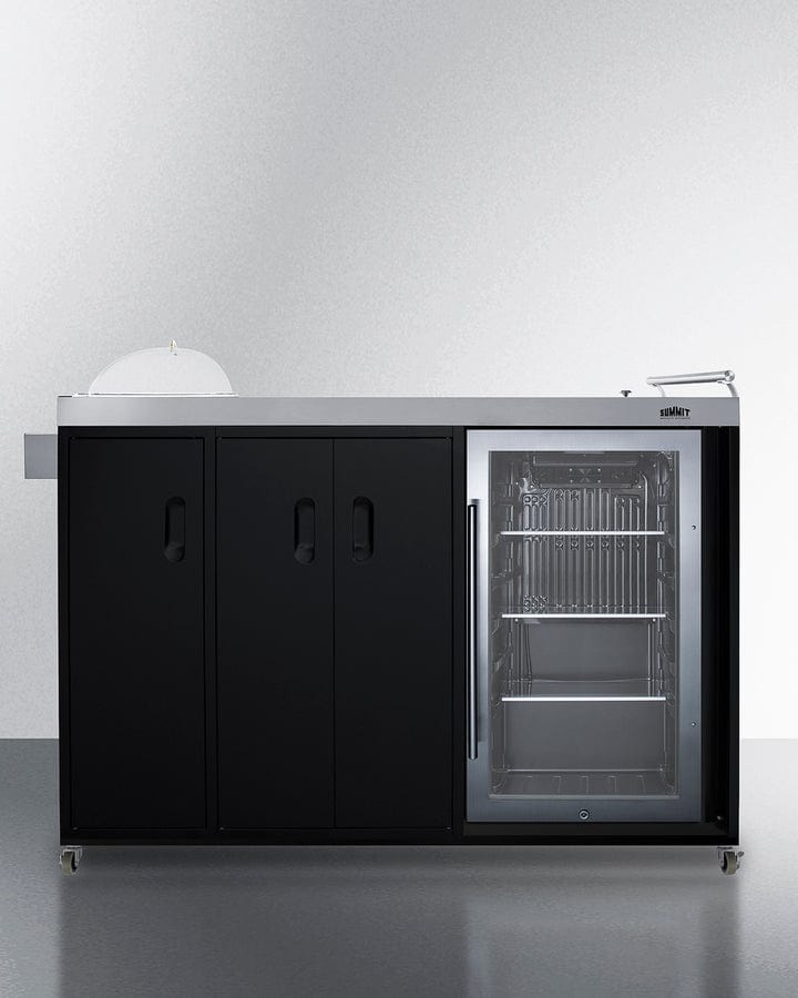 Summit Accessories Summit 58" Wide Portable Outdoor Kitchenette / Factory-Installed Lock, Sink and Faucet, Slide-Out Waste Bins, Removable Cutlery Bin, Removable Cutting Board Surface, Right Hinge / CARTOS54LG