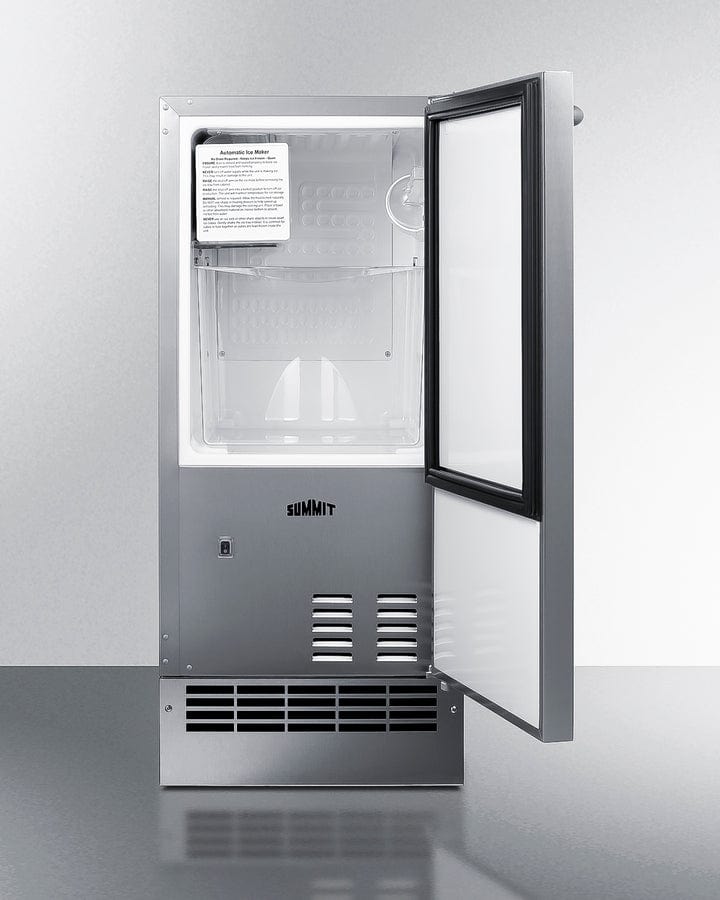 Summit Refrigeration + Cooling Summit 15” Built-In Drain-Free Outdoor Icemaker / 25 lbs. Capacity, ADA Compliant, Adjustable Height, Stainless Steel Exterior, Manual Defrost / BIM271OS