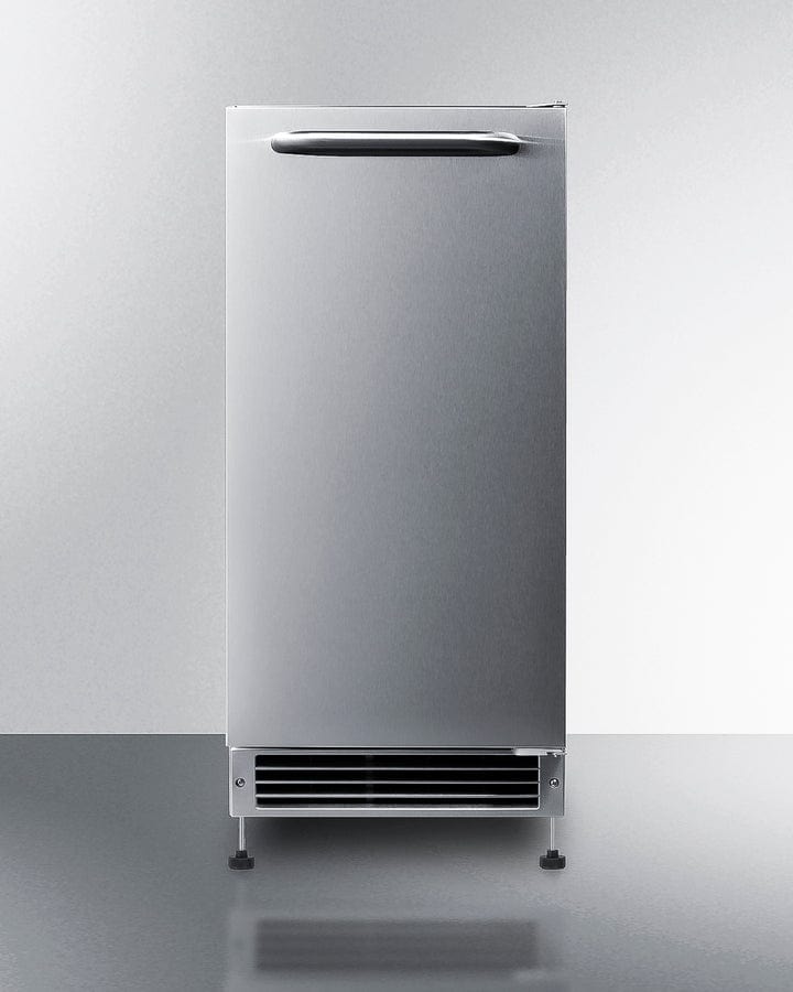 Summit Refrigeration + Cooling Summit 15” Built-In Drain-Free Outdoor Icemaker / 25 lbs. Capacity, ADA Compliant, Adjustable Height, Stainless Steel Exterior, Manual Defrost, Reversible Door / BIM27OSADA