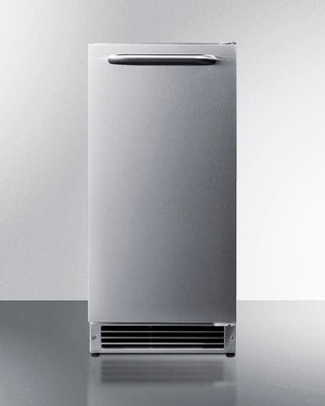 Summit Refrigeration + Cooling Summit 15” Built-In Drain-Free Outdoor Icemaker / 25 lbs. Capacity, ADA Compliant, Adjustable Height, Stainless Steel Exterior, Manual Defrost, Reversible Door / BIM27OSADA