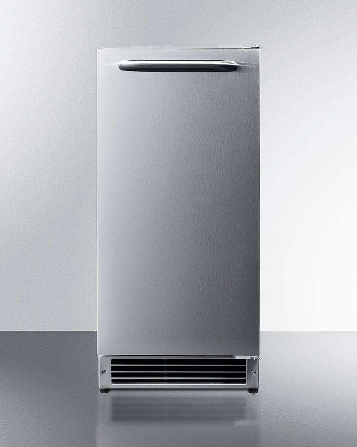 Summit Refrigeration + Cooling Summit 15” Built-In Drain-Free Outdoor Icemaker / 25 lbs. Capacity, ADA Compliant, Adjustable Height, Stainless Steel Exterior, Manual Defrost, Reversible Door / BIM27OSADA