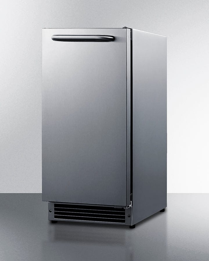 Summit Refrigeration + Cooling Summit 15” Built-In Drain-Free Outdoor Icemaker / 25 lbs. Capacity, ADA Compliant, Adjustable Height, Stainless Steel Exterior, Manual Defrost, Reversible Door / BIM27OSADA
