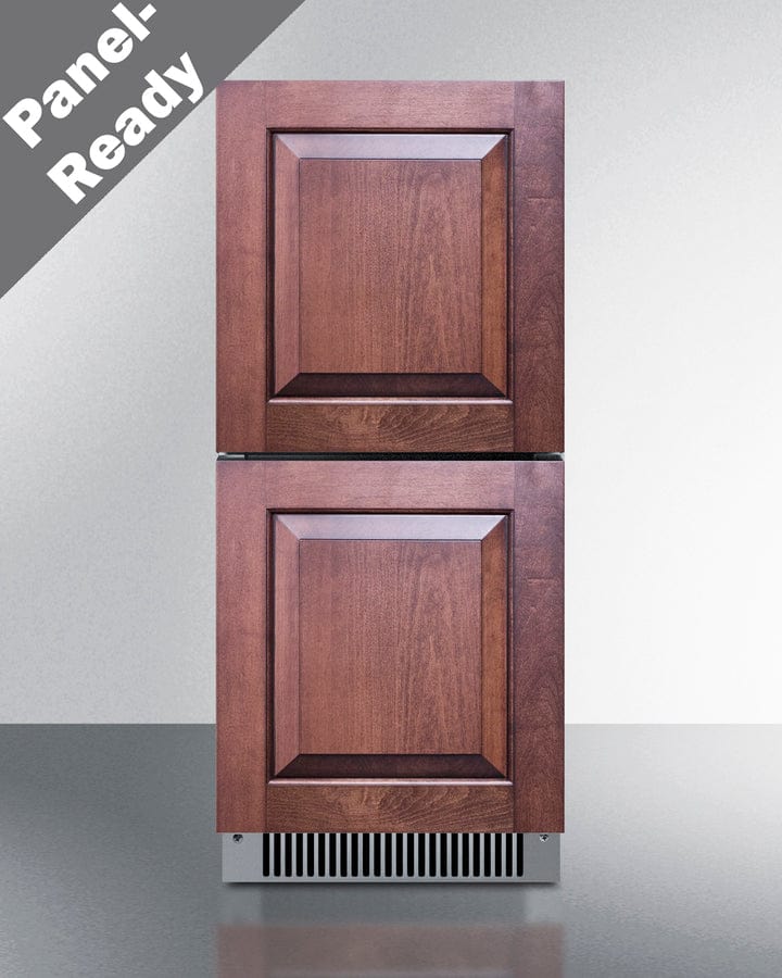 Summit Refrigeration + Cooling Summit 15" Wide 2-Drawer All-Refrigerator / 2.76 cu.ft. Capacity, ADA Compliant, Panel-Ready Drawer Fronts, Stainless Steel Construction, Adjustable Height, Professional Handles / ADRD15PNR