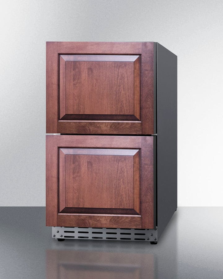 Summit Refrigeration + Cooling Summit 18&quot; Wide 2-Drawer All-Refrigerator / 3.4 cu.ft. Capacity, ADA Compliant, Panel-Ready Drawer Fronts, Stainless Steel Construction, Professional Handles, Frost-Free / ADRD18PNR