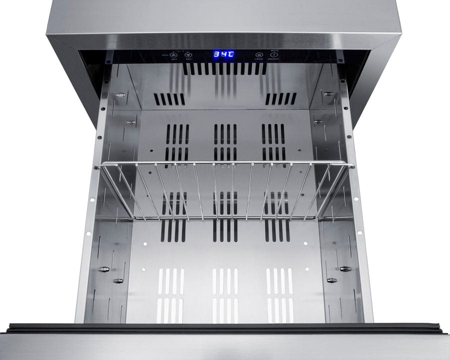 Summit Refrigeration + Cooling Summit 18&quot; Wide 2-Drawer All-Refrigerator / 3.4 cu.ft. Capacity, Built-In Capable, Stainless Steel Construction, Panel-Ready Drawer Fronts, Professional Handles, Frost-Free, Interior Lighting / ADRD18H34